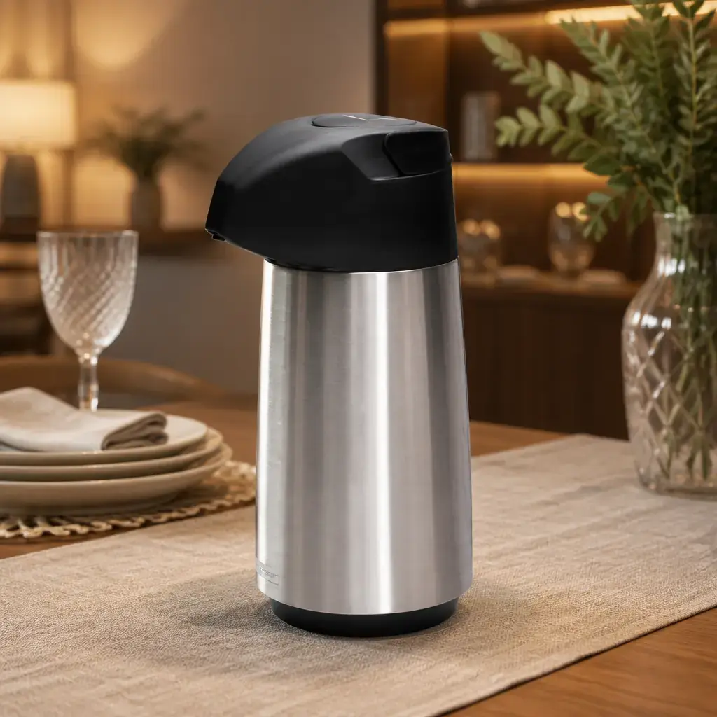 Termo Inox con bomba. Ampolla de vidrio 1Lt. Tramontina