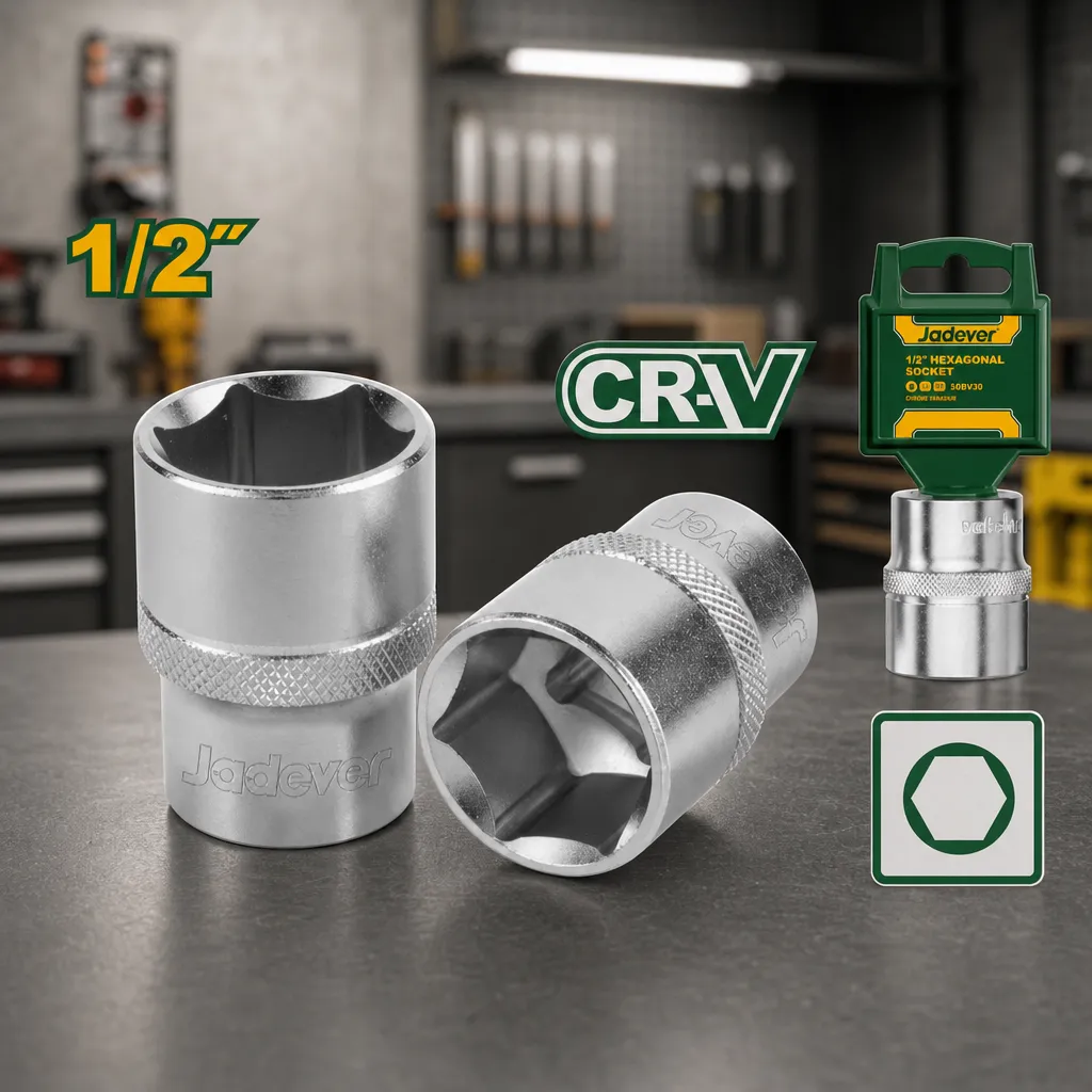 Llave tubo Dado CrV Hex 1/2" 19mm Jadever x Un.