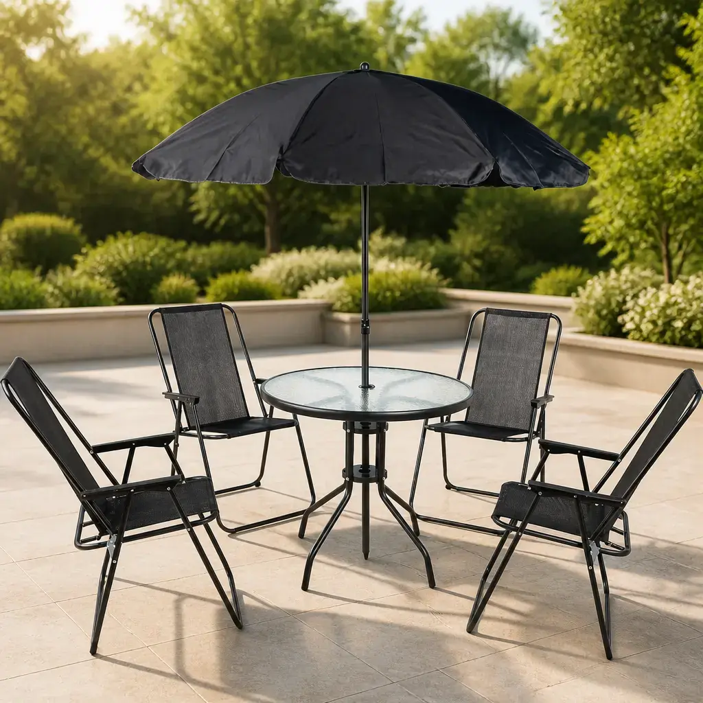 Juego jardin 6pzas. Negro ((R)sombrilla) GoLeader