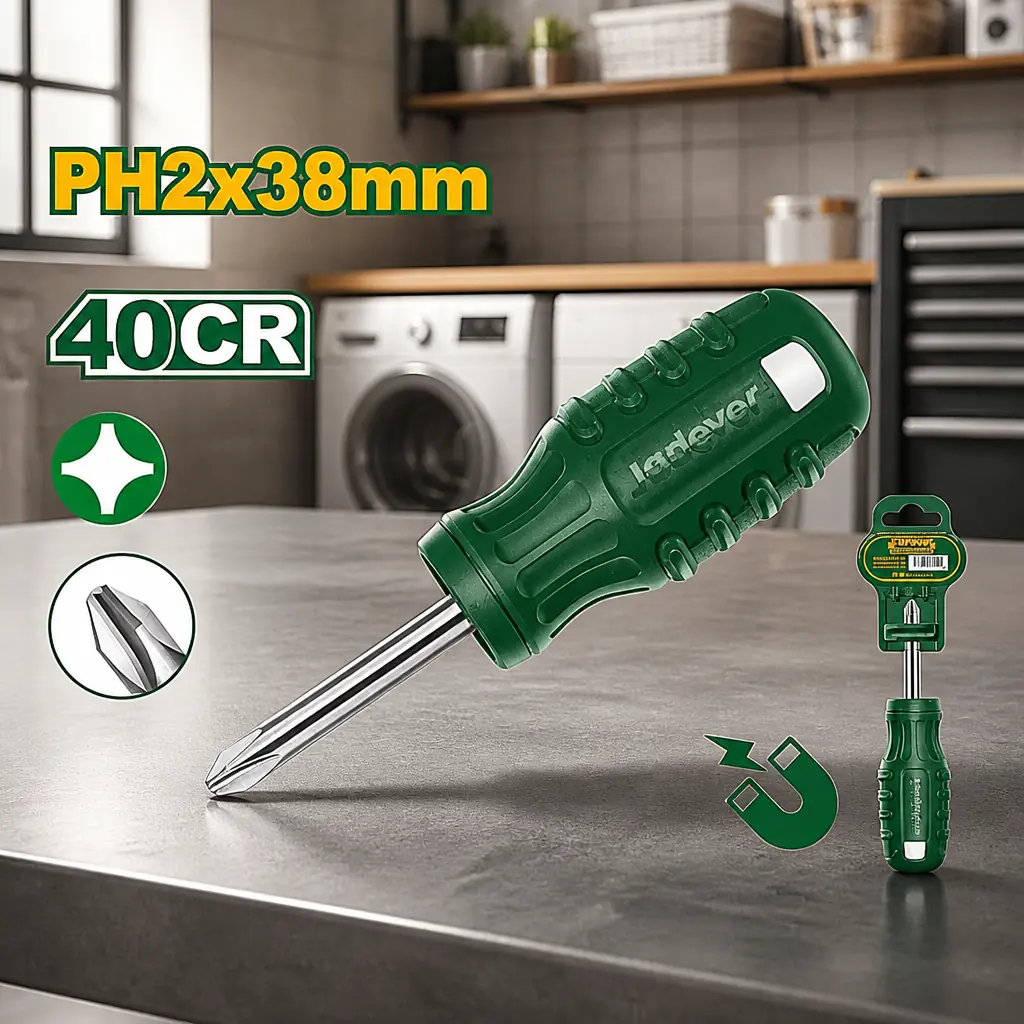 Destornillador Corto Cruz 6x38mm (1/4x1-1/2") Jadever x Un.