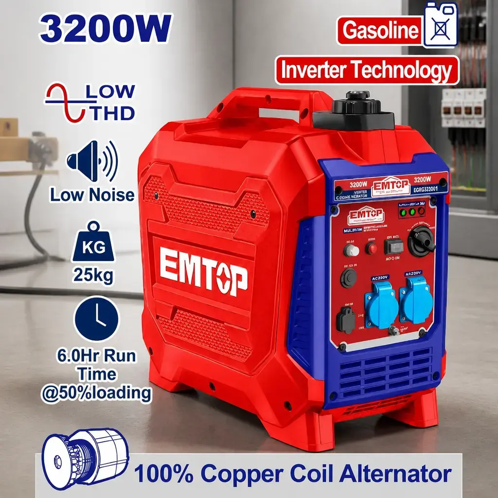 Generador inverter 3200w Naftero. Arranque manual. Emtop Caja