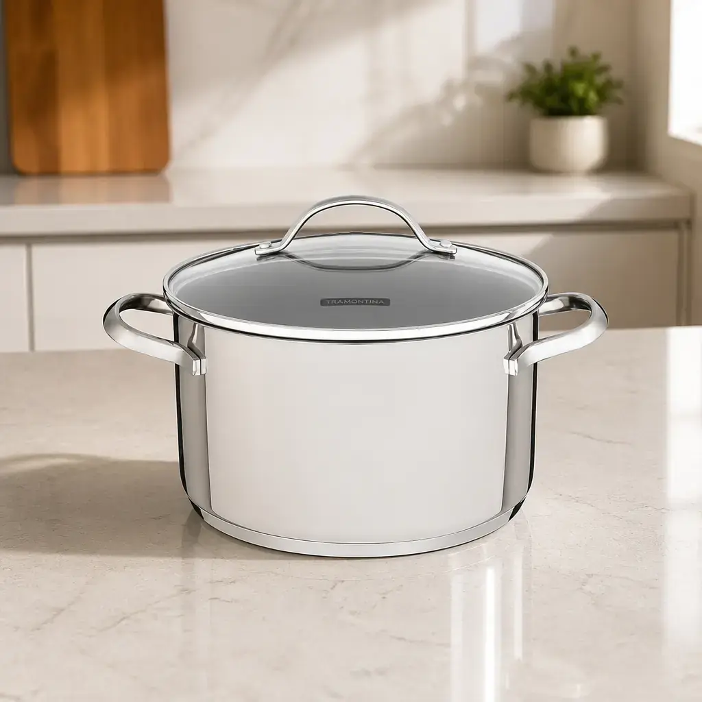 Cacerola Acero Inox. con tapa de vidrio 3.6Lt.20cm. UNA