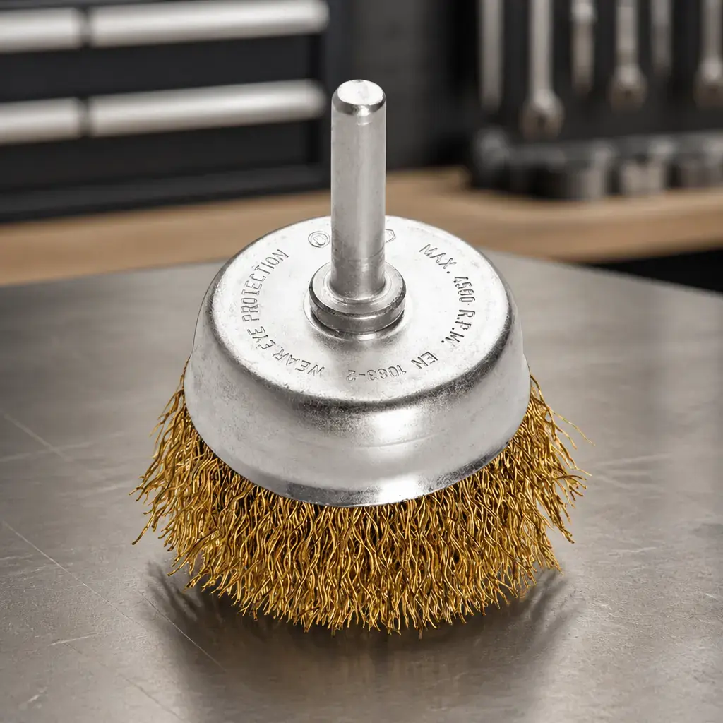 Cepillo Copa con Asta Latonado Templado. 3x1/4 PRO