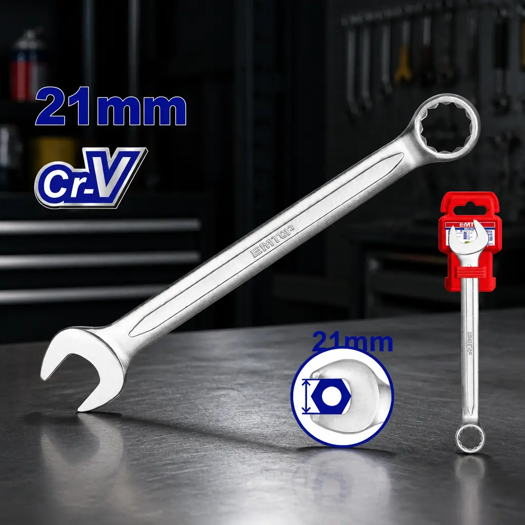 Llave combinada 21mm Cr-V Emtop x Un.