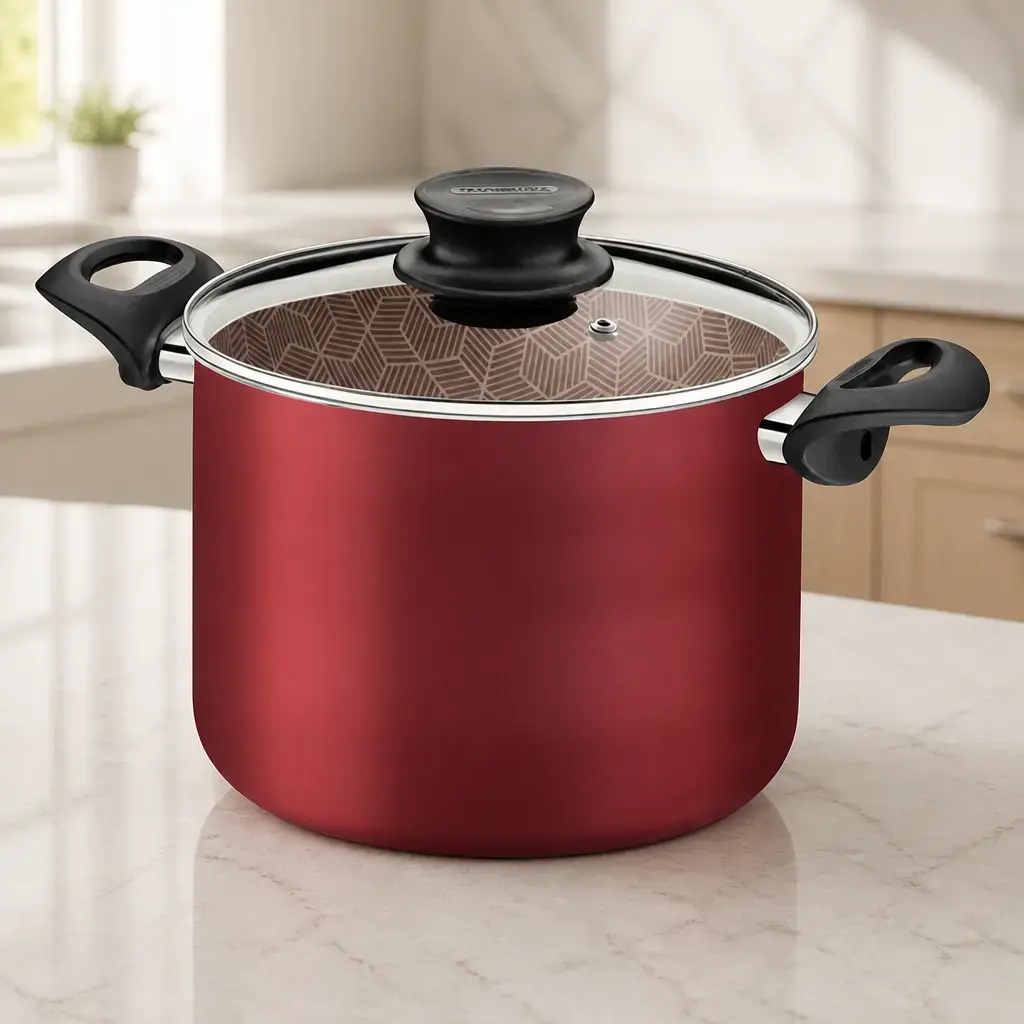 Olla alta con tapa de vidrio 11.8Lt. 28cm. Paris T. Bordo x Un.