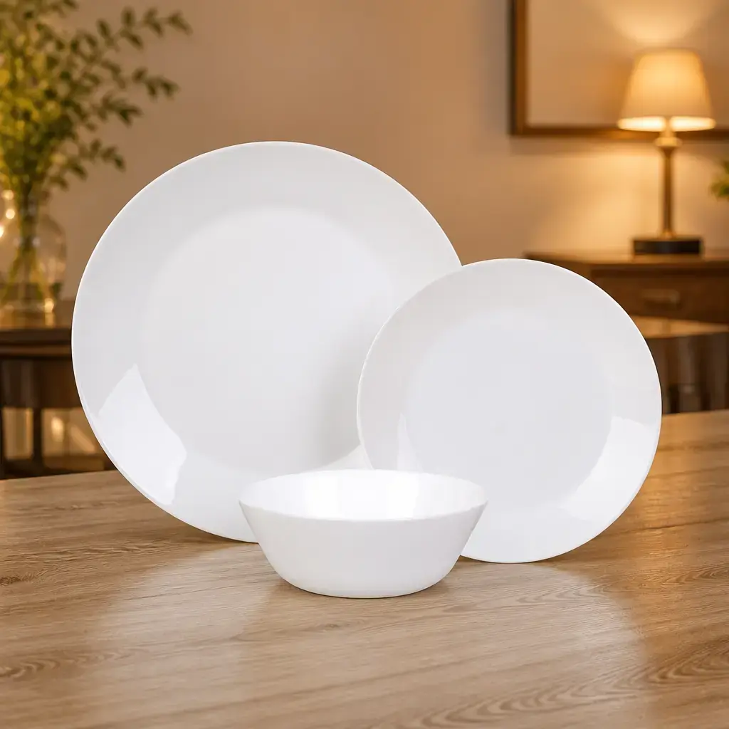 Juego de platos redondos 18pzs blanco Kups
