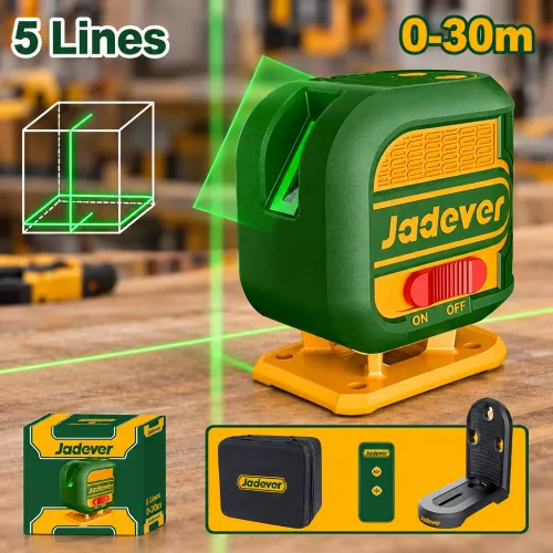 Nivel Laser Verde 30m (5 lineas) c/ control remoto + Soporte Jadever Caja