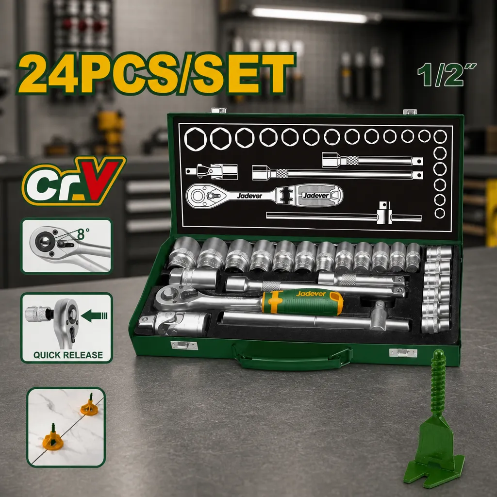 Juego Llave tubo CrV 1/2" 24pzs (10-32mm) Jadever Maletin