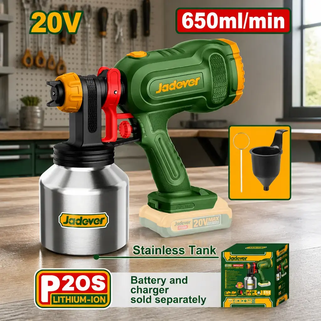 Pistola de Pintar 650ml/min 20V (met) + Acc. Sin Bateria. Jadever