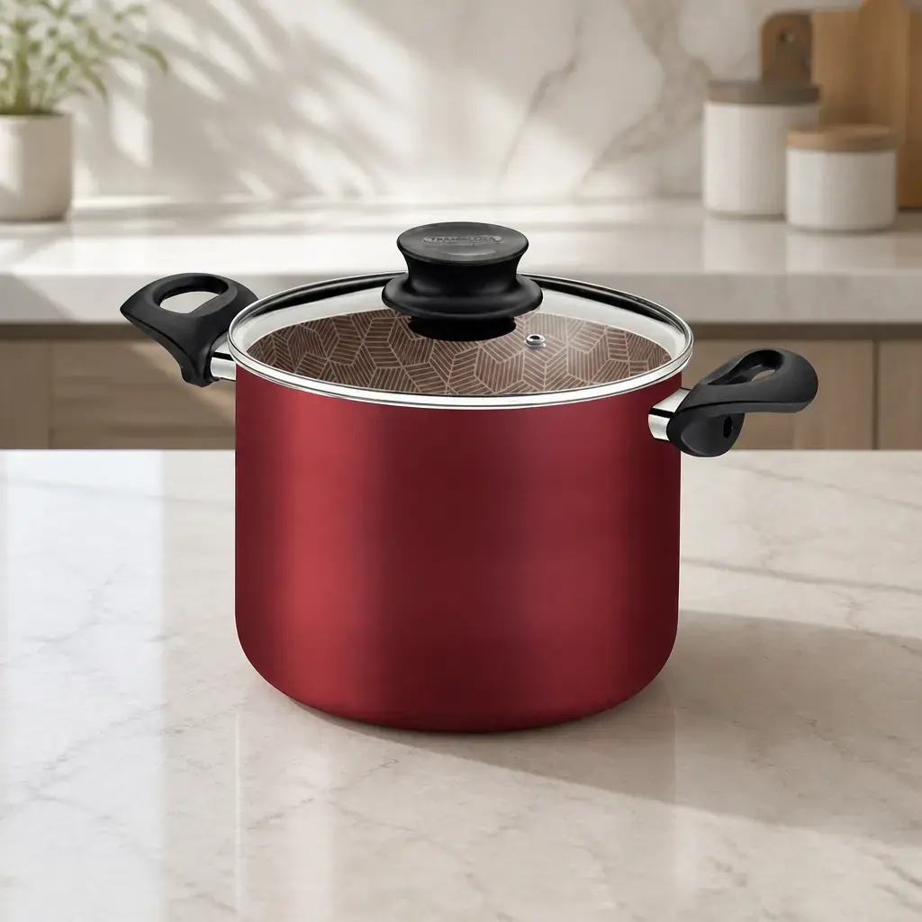 Olla alta con tapa de vidrio 4.2Lt. 20cm. Paris T. Bordo x Un.