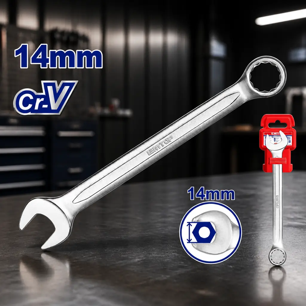 Llave combinada 14mm Cr-V Emtop x Un.