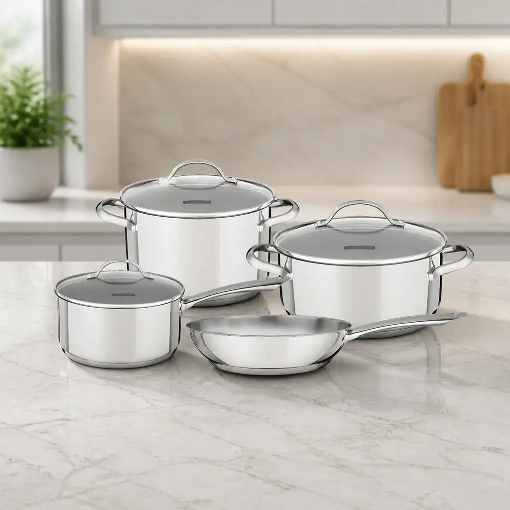 Juego de ollas Acero Inox. 4pzas. UNA