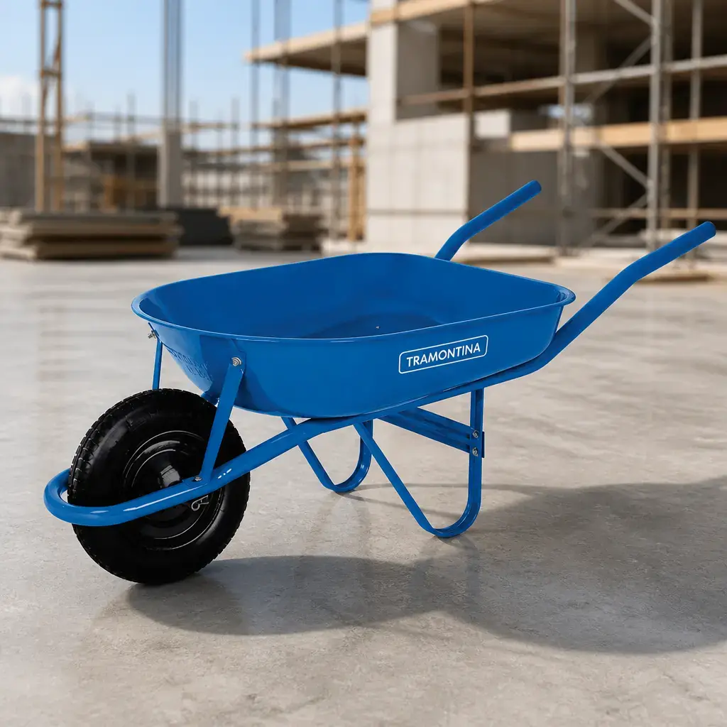 Carretilla azul 50Ltrs. Caja Met. Rueda inflable Tramontina x Un.