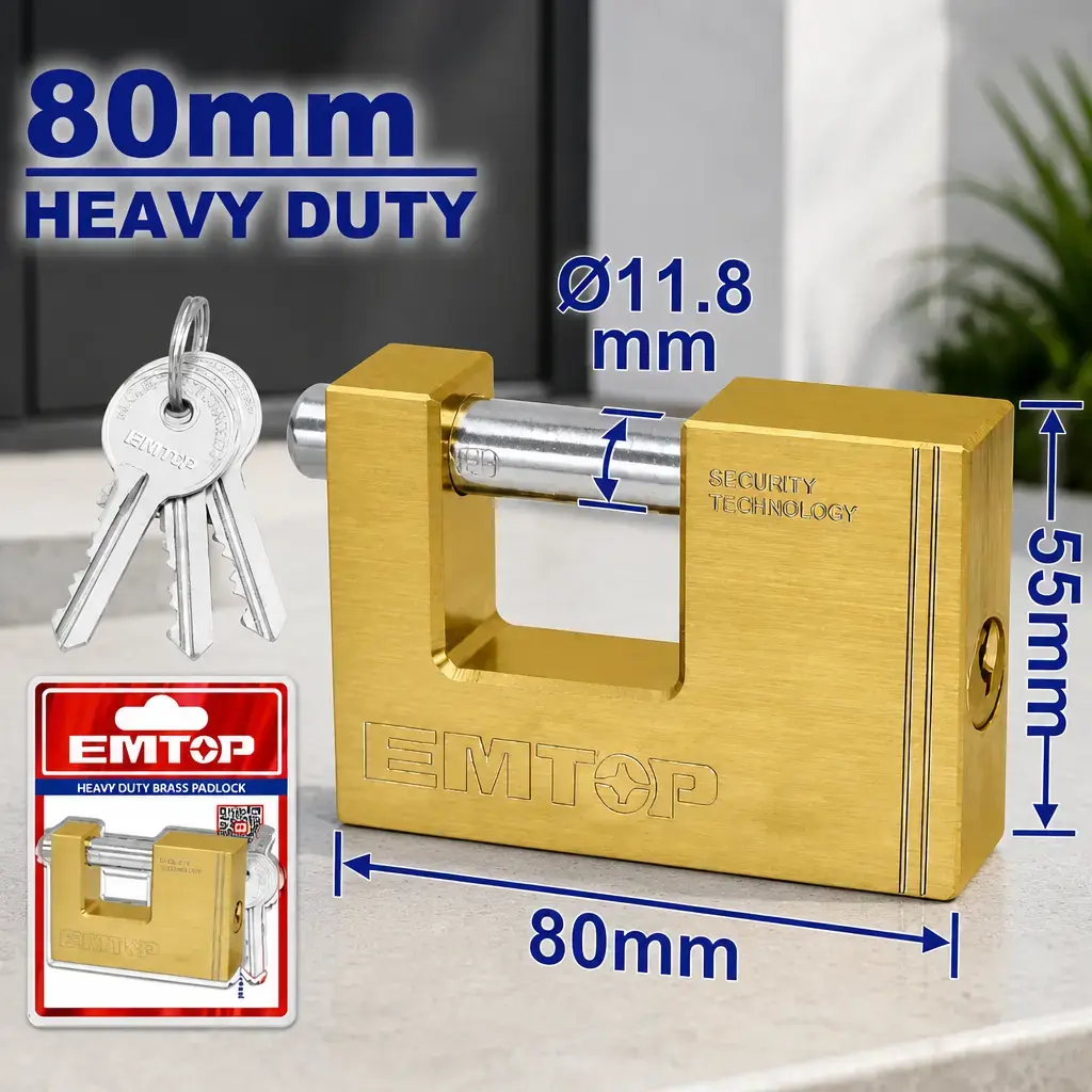 Candado horizontal CR 80mm (3 Llaves). Emtop