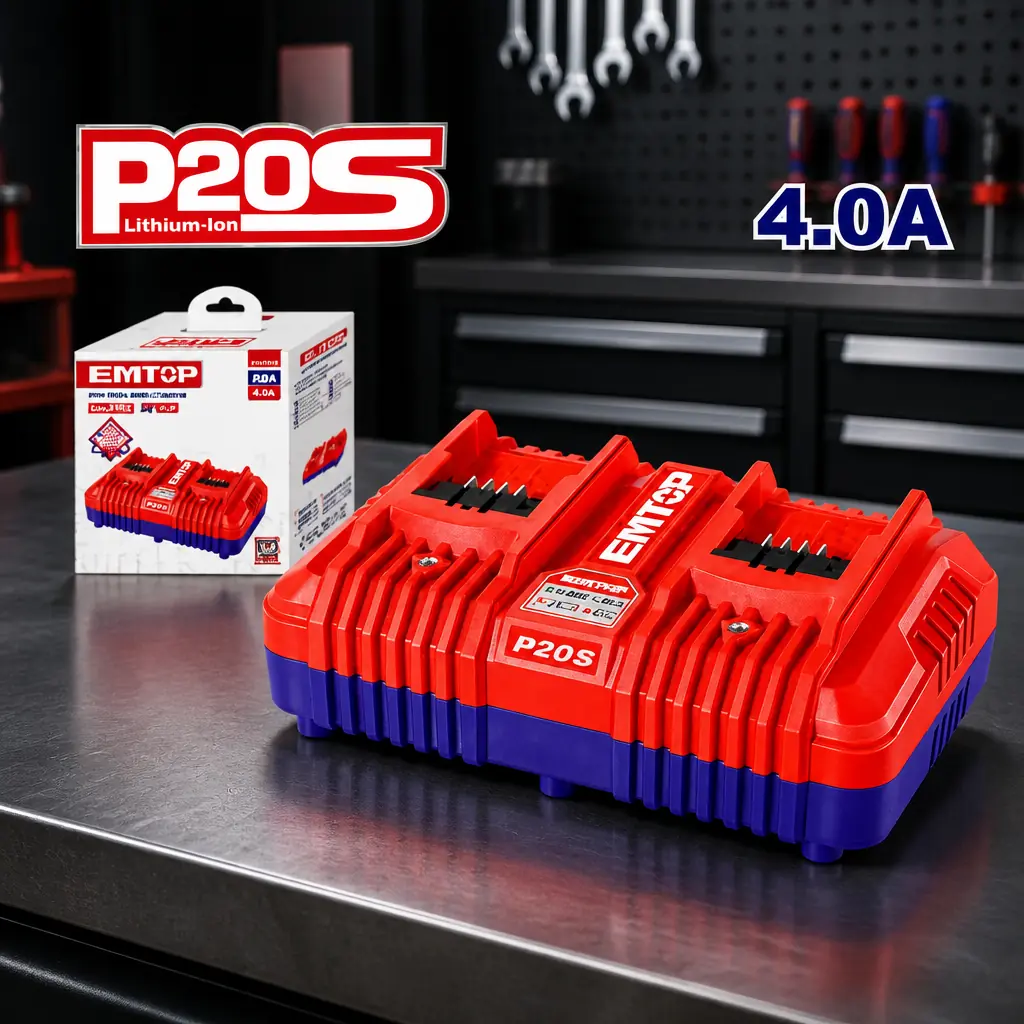 Accesorio - Cargador rapido de bat. 2 Puertos 20V 4Ah. Emtop