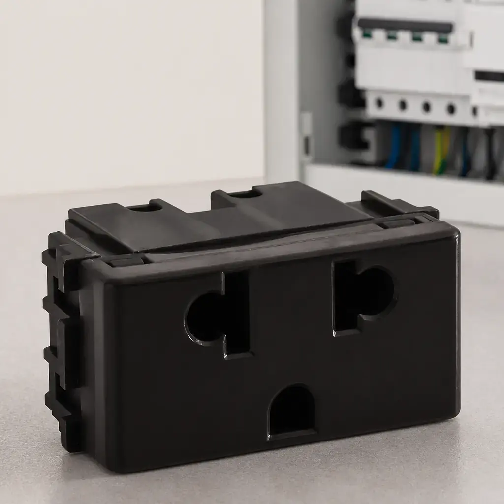 Modulo Tomacorriente 2P+T 10-15A Negro UNIVERSAL xUn.