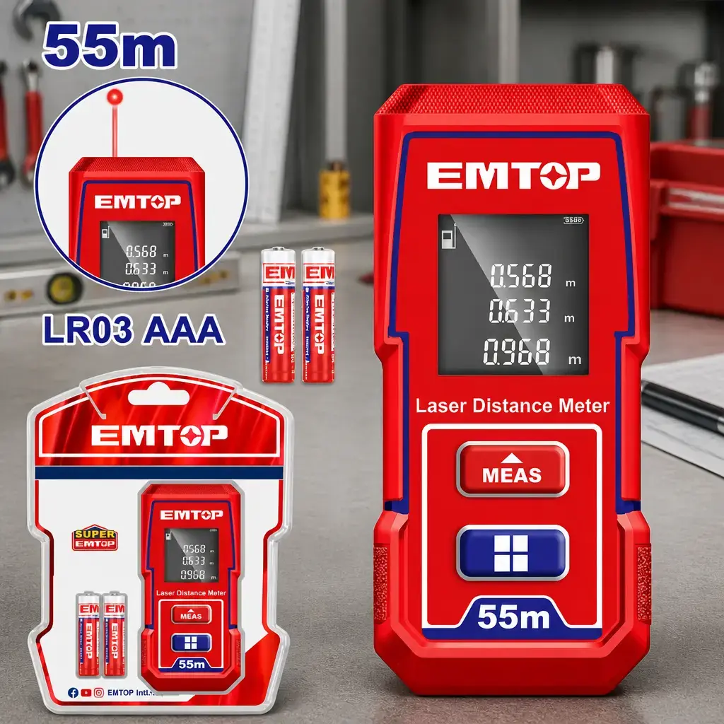 Medidor Laser 0.05 - 55m. + Calc. Volumen. Emtop