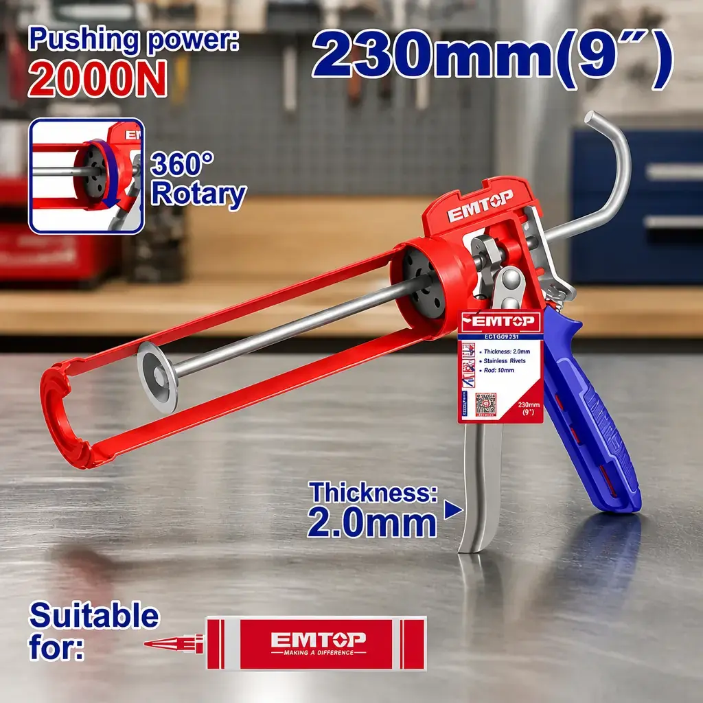 Pistola para Silicona 230mm (9") Profesional Emtop*