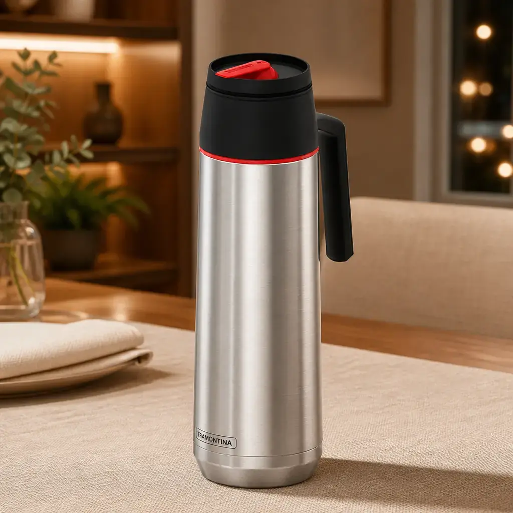Termo Inox con pico. Ampolla de Acero. 1Lt. Tramontina