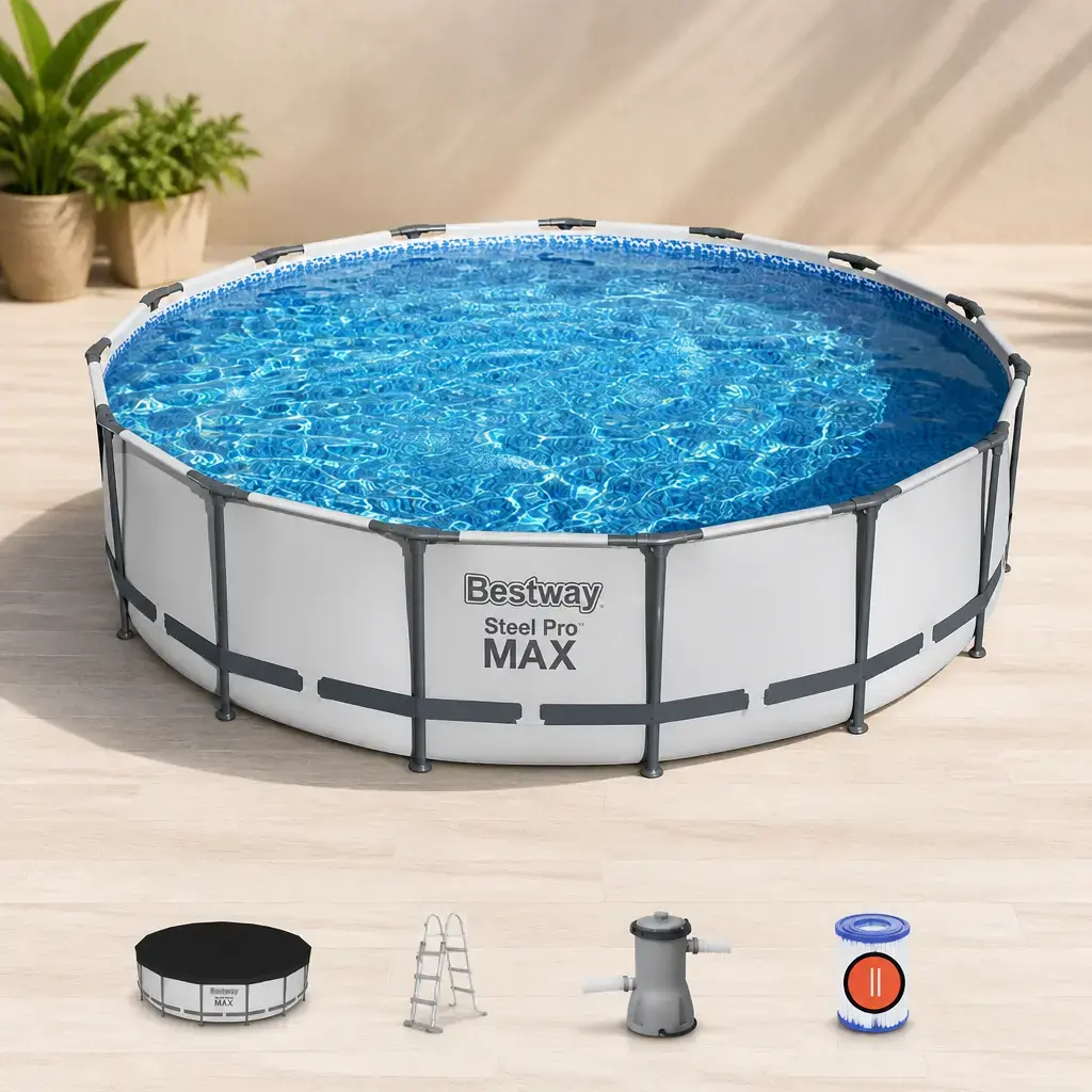Piscina redonda con est. metalica 14.970Lt. Steel PRO MAX. Bestway