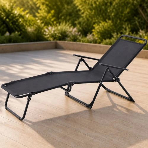 Reposera plegable Negro (Max. 136Kg) GoLeader