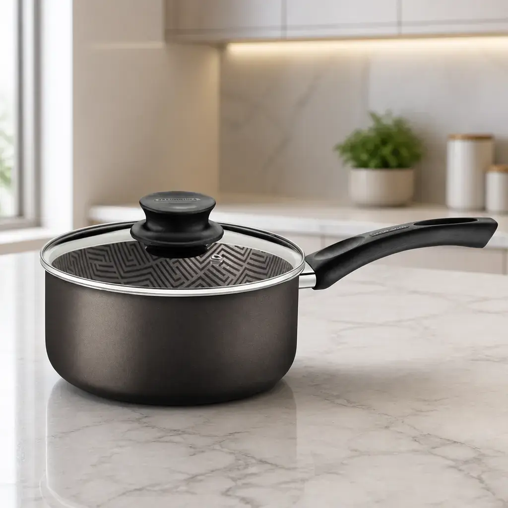 Olla con tapa de vidrio 3.8Lt. 22cm. Paris T. Negra x Un.