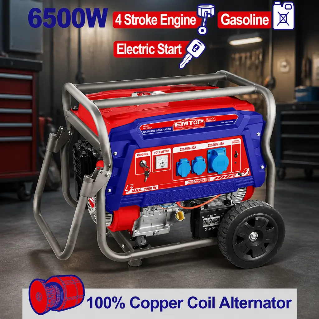 Generador 6500w Naftero. Arranque electrico. Emtop Caja