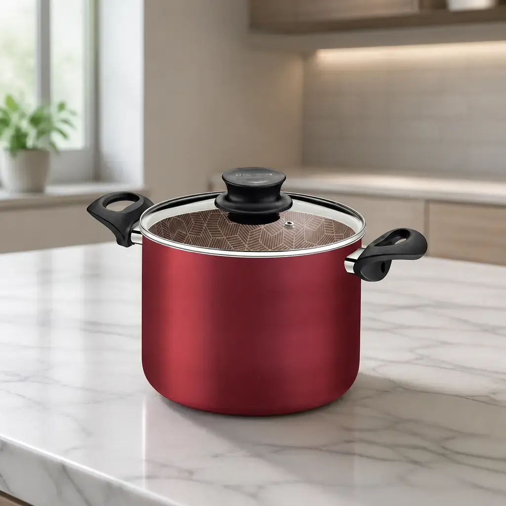 Olla alta con tapa de vidrio 3.1Lt. 18cm. Paris T. Bordo x Un.