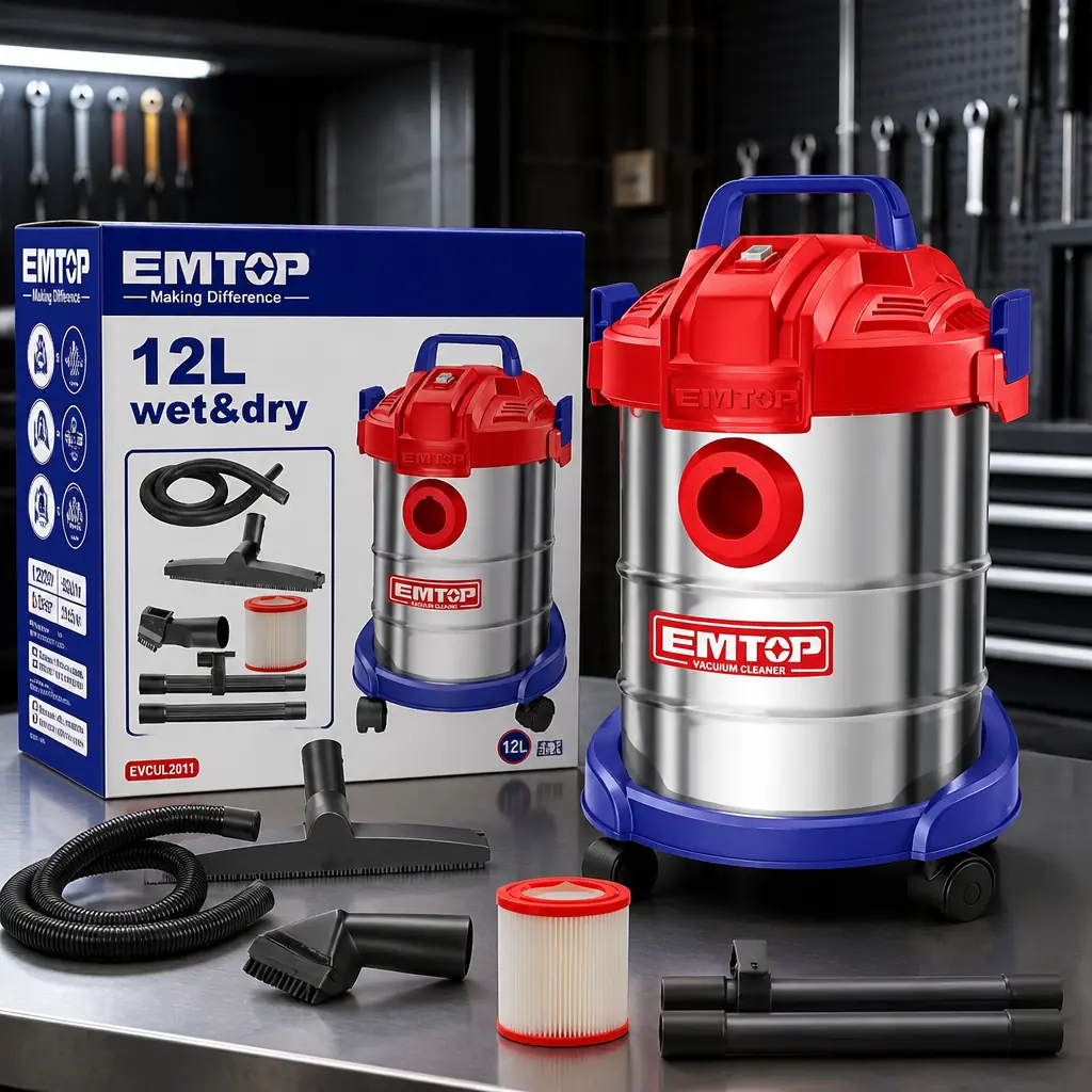 Aspiradora 1000W Tanque 12L Ac. Inox. + Acc. Emtop