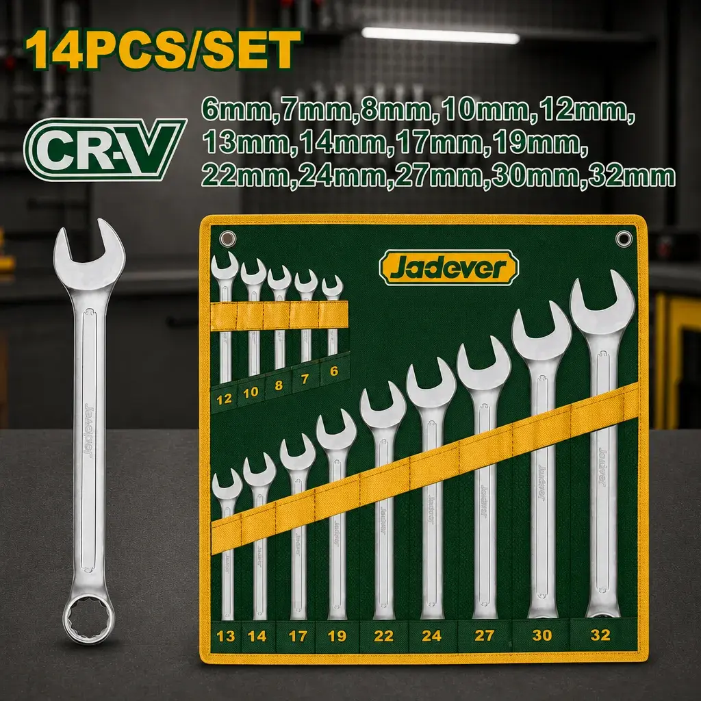 Juego Llaves combinadas CrV 14pzs. 6-32mm Jadever Funda