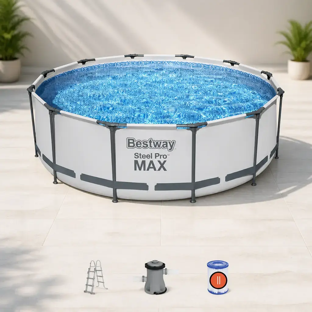 Piscina redonda con est. metalica 9.150Lt. Steel PRO MAX. Bestway