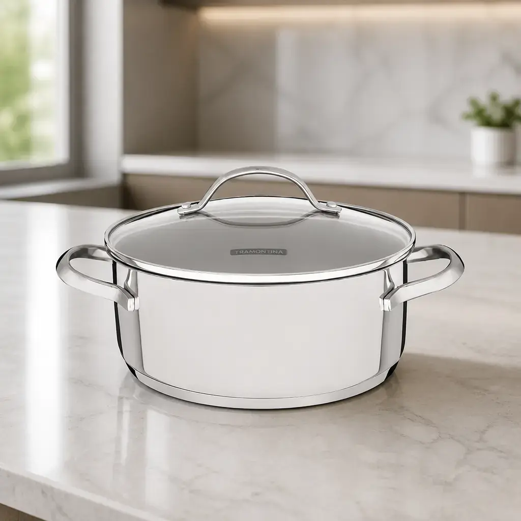 Cacerola Acero Inox. con tapa de vidrio 4.8Lt.24cm. UNA