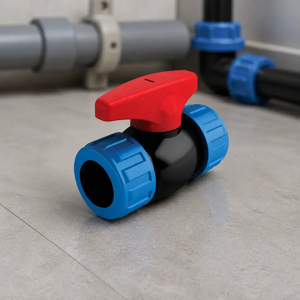 Llave de paso 1/2 con traba mecanica p/ Polietileno DUKE
