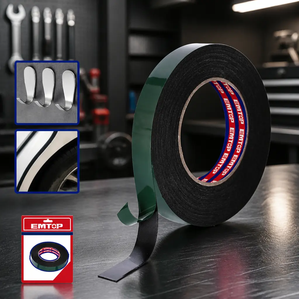 Cinta doble faz Negra IXPE (25mm x 1m). Emtop