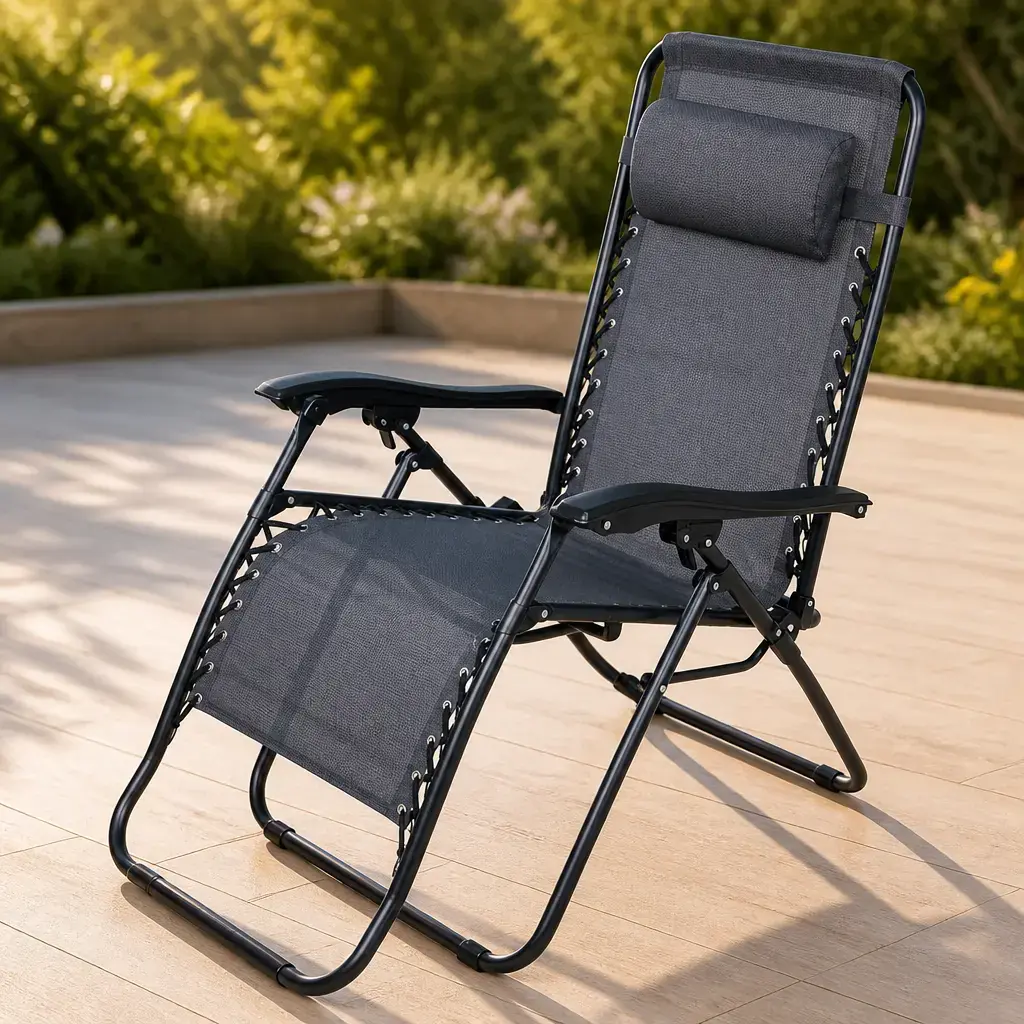 Reposera plegable Negro (Max. 114Kg) GoLeader