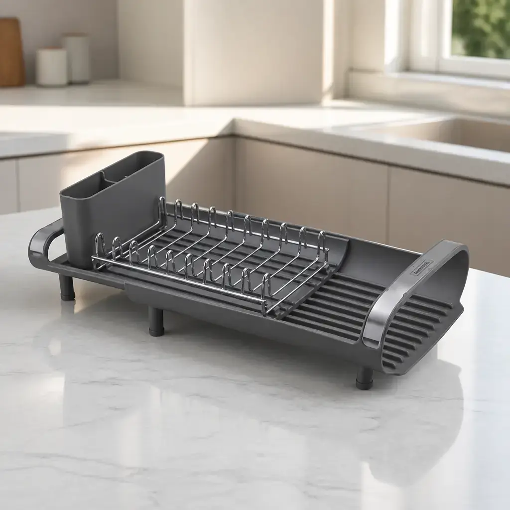 Mini escurridor de platos inox. con porta cubiertos grafito Plurale x Un.