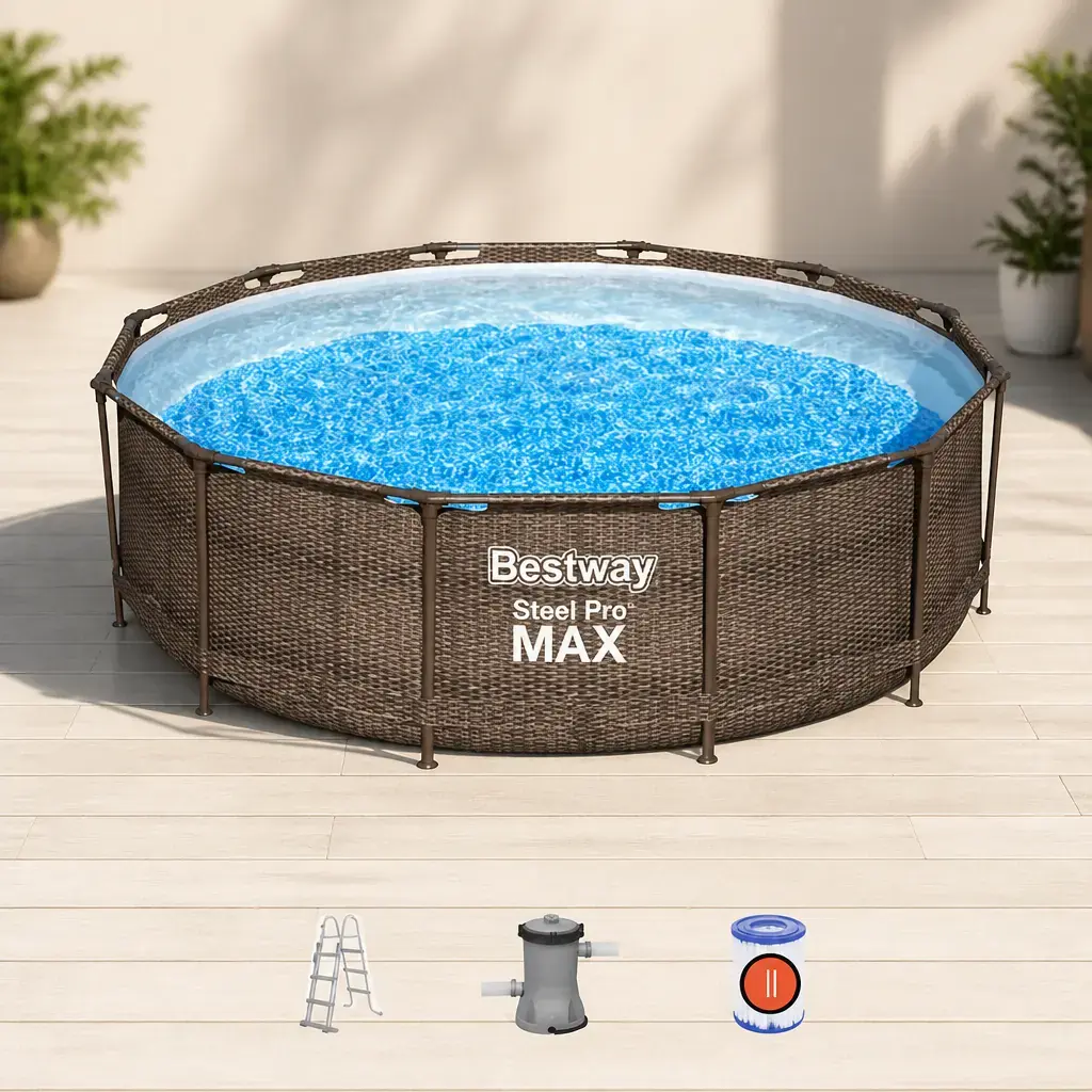 Piscina redonda con est. met. 9.150Lt. Diseño Ratan. Bestway