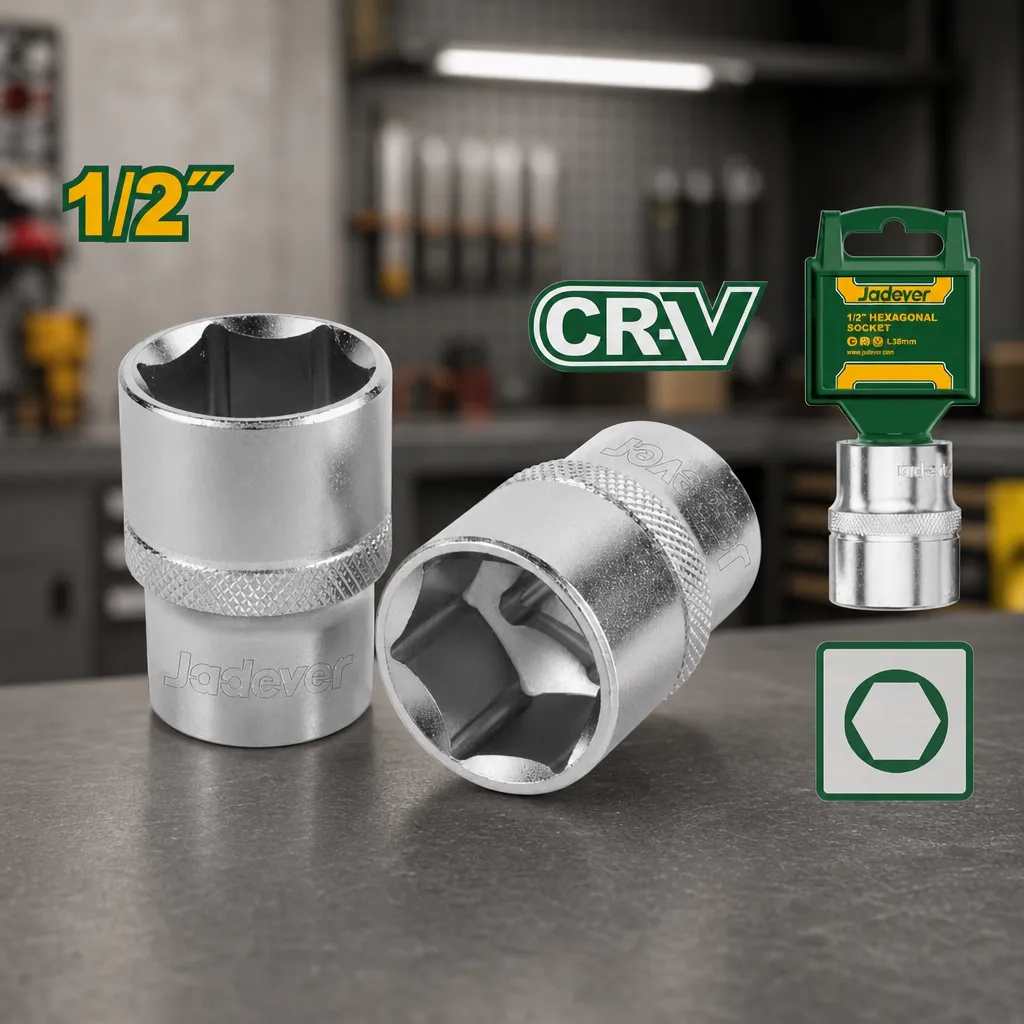 Llave tubo Dado CrV Hex 1/2" 21mm Jadever x Un.