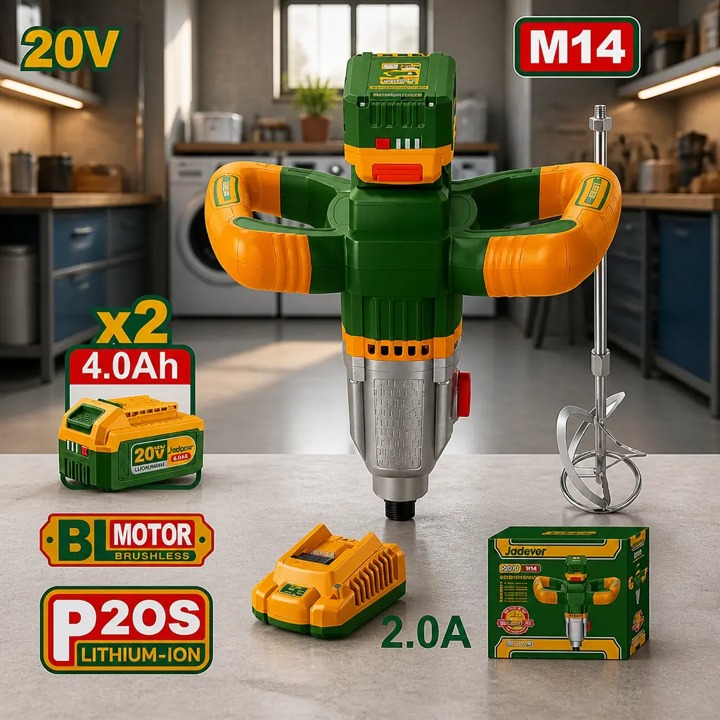 Mezclador inalambrico BL (0-800rpm) + 2x Bat 20V 4Ah Jadever